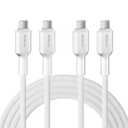 3 x Kuulaa USB-C to USB-C Cable, 60W Fast Charging Cable, PD 3.0 Compatible with iPhone 17 Pro Max 16 15, Samsung Galaxy S25, MacBook, iPad, Pixel, Switch, Xiaomi, Black, Nylon, 1m + 1m (White)