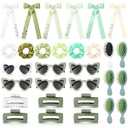 Suncalla 30 Pcs Sage Green Bridesmaid Proposal Gifts Scrunchies Hair Claw Camp Bachelorette Bow Clip Sunglass Combs Hair Accessories for Wedding Bridal Shower Women Party Favors