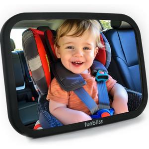 Funbliss Baby Car Mirror for Rear Facing Seat,360 Rotation, Safety Certified Shatterproof Acrylic Glass, Clear Wide View,Infant Mirror for Car Seat Rear Facing (1PACK)