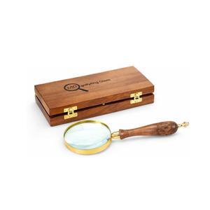 10X Wooden Magnifying Glass, Antique Reading & Inspection Magnifier for Coin & Stamp, Handheld Magnifier with Wooden Handle, Magnifying Glasses for Close Work (Seap Design)