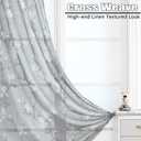 SMILE WEAVER Grey Sheer Curtains 84 inch Length for Living Room,Light Filtering Curtain for Bedroom,Linen Textured Floral Semi Sheer Curtain Rod Pocket Window Drapes for Kitchen,2 Panels
