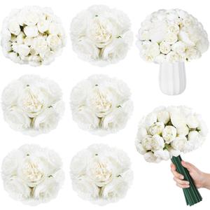 XunYee 85 Pcs White Artificial Peonies Faux Silk Flowers Bulk for Vase Spring Vintage Faux Peony Bouquet Florals Stems Arrangements for Wedding Table Centerpiece Farmhouse Birthday Vase Filler
