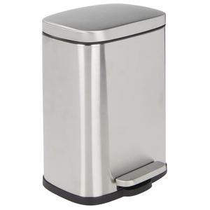 mDesign Stainless Steel Touchless Rectangular 1.3 Gallon/5 Liter Foot Step Trash Can with Lid - Wastebasket Container Bin for Bathroom, Bedroom, Kitchen, Office, Holds Garbage, Waste - Brushed Chrome