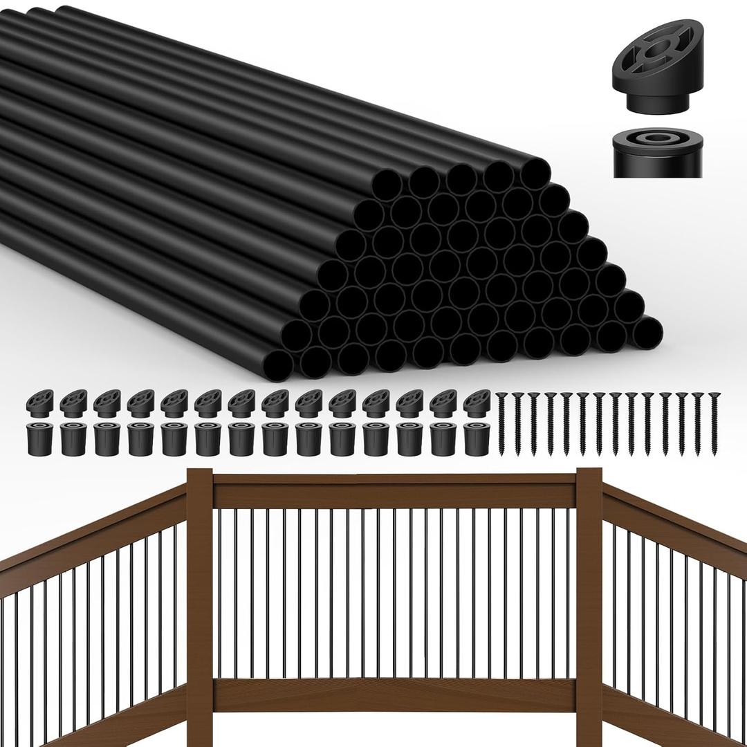 Hypergiant 56 Pack 26" Aluminum Deck Balusters, 3/4" Round, Black, Commercial Grade