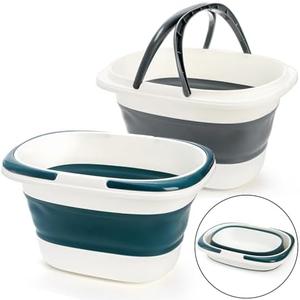 Coloch 2 Pack 16L/4.2 Gallon Collapsible Plastic Bucket, Foldable Mop Bucket Laundry Basket with Handle, Portable Water Pail Space-Saving Bucket for House Cleaning, Car Washing, Fishing, Camping