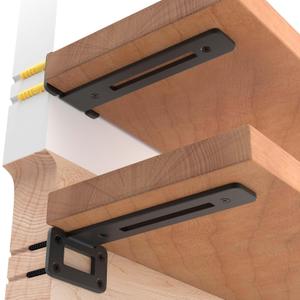 LEOPO 8 Inch 4 Pack Openwork T Shelf Brackets for DIY Floating Shelf,1/5 Inch Thick Heavy Duty Metal Shelf Bracket,L Brackets for Shelves Support