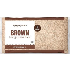 Amazon Grocery, Brown Long Grain Rice, 5 Lb (EXP 08/12/26)