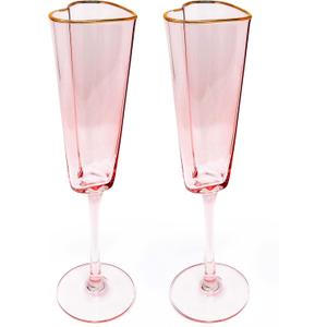 Gift Boutique Set of 2 Heart Shaped Champagne Flutes Pink Toasting Glasses Wedding Toasting Glasses for Bridal Shower Gifts Birthday Anniversary Valentine's Day