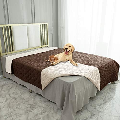 Ameritex Waterproof Dog Bed Cover Pet Blanket for Furniture Bed Couch Sofa Reversible (82x102 Inch (Pack of 1), Chocolate+beige)