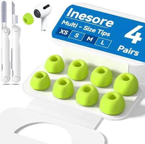 4-Pair Replacement Ear Tips for AirPods Pro 2nd/1st Generation with Portable Storage Box,Noise Reduction Holewith & Built-in dust Guard Screen,Silicone Ear Tips for Apple AirPods Pro (F-Green)