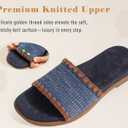 ONCAI Womens Flat Slides Sandals Soft Knitted with Golden Thread Inlay Summer Vacation Walking Sandalias Mujer with Outdoor Rubber Soles