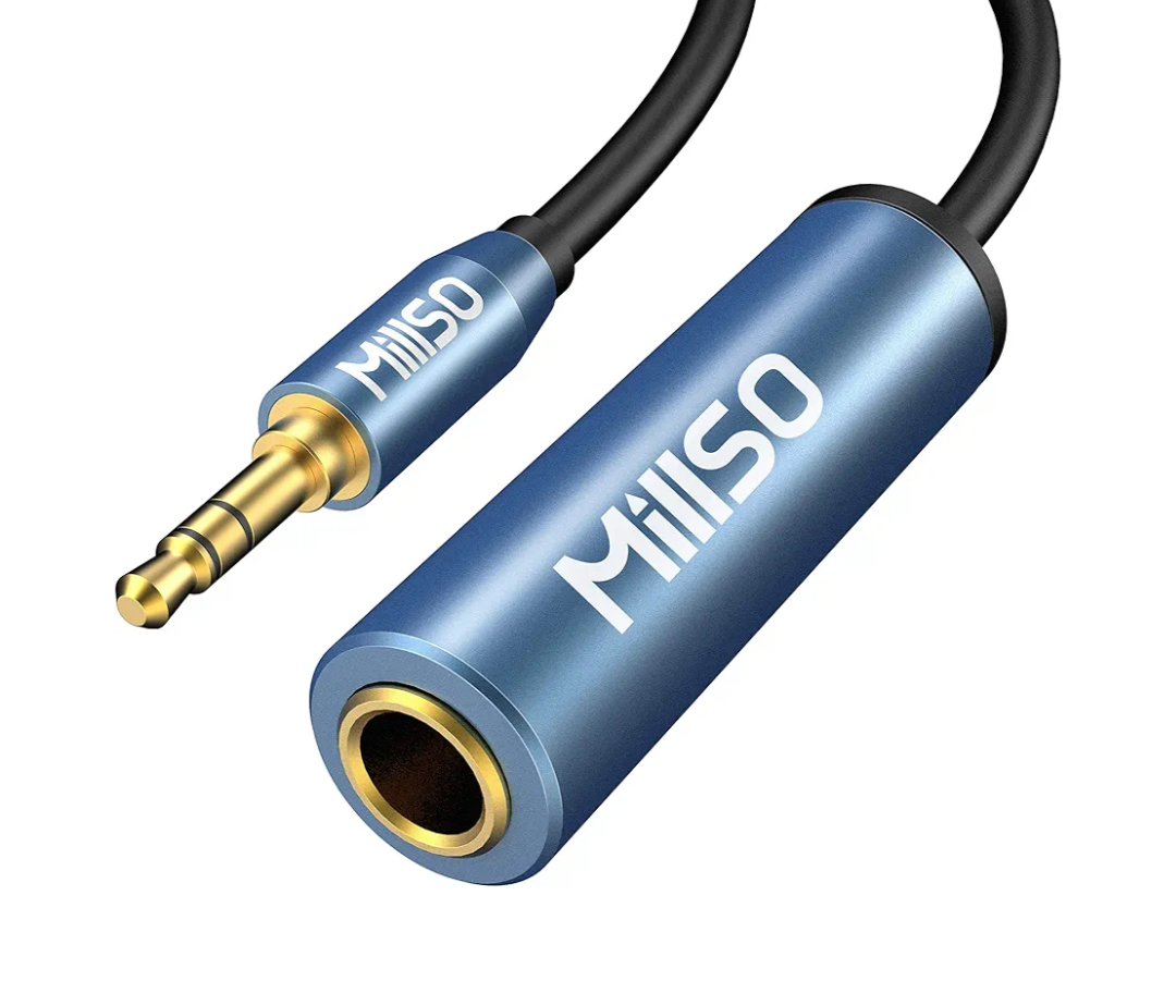 MillSO 1/4 to 3.5mm Headphone Adapter, TRS 6.35mm Female to 3.5mm Male 1/8 to 1/4 Stereo Audio Adapter for Amplifiers, Guitar, Piano, Home Theater Devices to Phone, Laptop, Headphones - 12inch/30cm