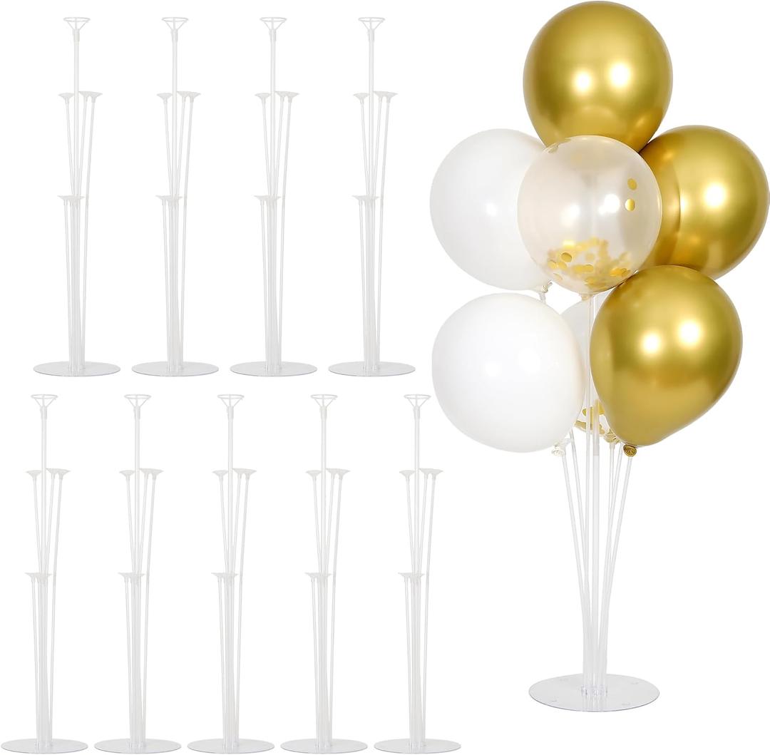 10 Sets Balloon Stand Kit, Balloon Sticks Holder with Base Birthday Wedding Graduation Party Decortaions Table Centerpieces Balloon Arch kit