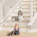 InnoTruth 28.9-49" Baby Gate for Stairs, 30" Tall Extra Wide Dog Gates for Doorways One-Hand Opening, Easy Walk Thru Dual Lock Dog Gates for The House, Hallways, Bedrooms, Easy Install Kid Gate,White