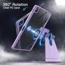 JETech Rotating Case for iPad Pro 12.9-Inch (2022/2021/2020/2018) with Pencil Holder, 360 Degree Rotation Protective Stand Cover Clear Back, Auto Wake/Sleep (Light Purple)