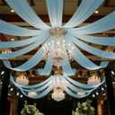 6 Panels 5ft x 30ft Baby Blue Ceiling Drapes for Weddings, Light Blue Sheer Fabric Ceiling Curtains for Gender Reveal Baby Shower Photo Background Birthday Party Decoration, Tent Drapes