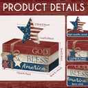 4 Pcs 4th of July Decorations Patriotic Tiered Tray Decorations Signs Rustic Memorial Day Decor Book Block Sign for 250th Anniversary Farmhouse Table Home Tabletop Shelf(Star)