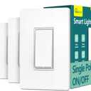 TREATLIFE Smart Light Switch Single Pole Works with Alexa, Google Home and SmartThings, 2.4GHz WiFi Timer Smart Switch, Neutral Wire Required, No Hub Required, FCC Listed, 4 Pack