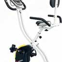 Folding Exercise Bike, Foldable Upright Stationary Bike, Indoor Cycling Magnetic X-Bike with 16-Level Electronic Resistance, Back Support Cushion for Home Gym