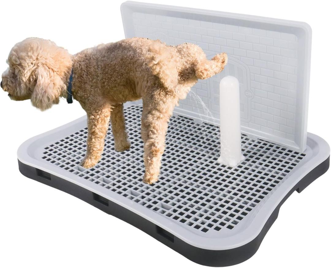 Indoor Dog Potty Tray with Splash Guard, 20"x15.5"x1.4" Pee Pad Holder for Puppies & Small Dogs, Waterproof Easy-Clean Dog Toilet Training Tray (Gray)