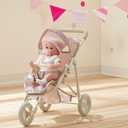 Olivia's Little World Doll Jogging-Style Stroller with Canopy, Storage Underneath, Pink and Cream and Gray, One Size