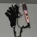 Thermal Brush, MINI & Tiny 1 Inch Ionic Curling Brush for Shiny Hair, Tourmaline Ceramic Ionic Curling Iron Brush for Short to Medium Hair, Adjustable Temperature, Dual Voltage, Compact-Size (Pink)