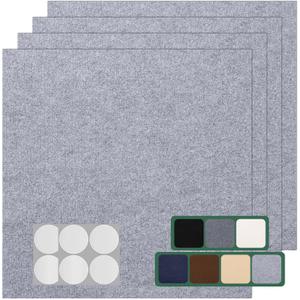 VallisCo Carpet Tile 20 Pack 24 X 24 Self Adhesive Carpet Floor Tiles Anti-Slip Squares Peel and Stick Floor Tile DIY Installation for Bedroom(Light Grey)