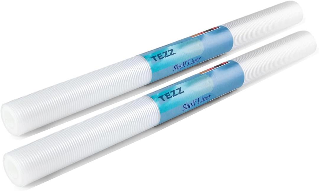 2 Rolls Shelf Liners, 17.5 Inches x 20 FEET Non-Slip Kitchen Cabinet Liner, Washable Oil-Proof Non-Adhesive Contact Paper for Kitchen Drawer, Cabinet, Shelves, Refrigerator, Storage, Desks, coutertops (Transparent)