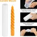 PATIKIL 3Pack Taper Candle Making Mold, 3D Spiral Taper Candle Mold Long Twisted Silicone Candle Mold Taper Candle Moulds for Candle Making Table Home Decor