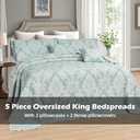 chiinvent Oversized King Bedspreads 120x120 Extra Wide Coverlet Sets, 5 Piece Double-Sided Damask Jacquard Large Quilts, Lightweight and Reversible, King/Cal King, Mint Green