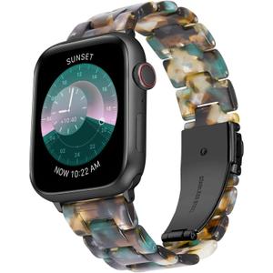 BINLUN Compatible with Apple Watch Bands 38mm 40mm 41mm 42mm 44mm 45mm 46mm 49mm for Women Men Lightweight Resin Watch Straps Compatible with iWatch Series 11/10/9/8/7/6/5/4/3/2/1/Ultra3 2/SE3 2 (Oil Painting Green)