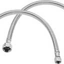 M METERXITY 2-Pack 16 Inch Faucet Hose Connector, 9/16" x G1/2 Female Thread Connector Braided Stainless Steel Water Supply Line for Bathroom/Kitchen, Faucet Supply Lines [S/S Color]