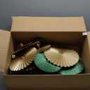 TEIPAI Emerald Green and Gold Wall Decor for Living Room, 7PCS Modern Metal Wall Art Hanging Sculptures for Office Bedroom Decoration, Brass Gold Home Decor for Gallery Wall Guest Room Bathroom