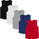 Phedrew 5 Pack Boys Youth Kids Mesh Athletic Quick Dry Tank Top Sleeveless T Shirts Moisture Wicking Tank Tops (11-12 Years, Black,grey,white,blue,red)