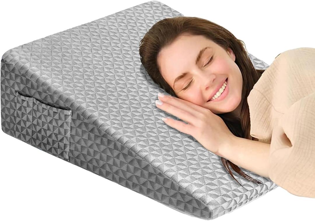 Wedge Pillow 7.5" Bed Wedge After Surgery, Back Pain Relief, Memory Foam Pillow Triangle Incline Wedge for Back Support, Leg ElevationGrey