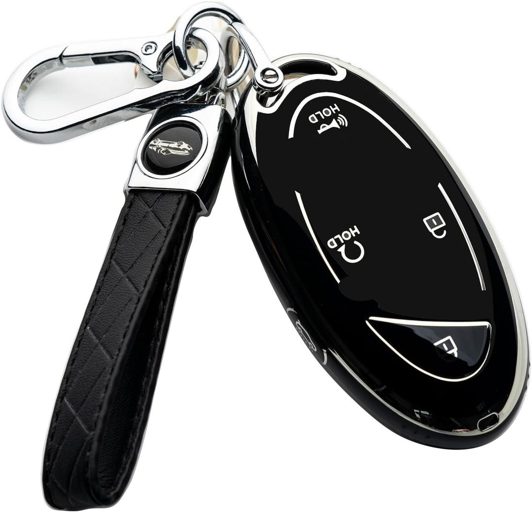 WTSHOPME Key Fob Cover Compatible with Smart Key (Silver and Black)