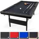 GoSports 6 ft or 7 ft Billiards Table - Portable Pool Table - Includes Full Set of Balls, 2 Cue Sticks, Chalk, and Felt Brush