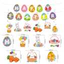 Easter Party Decorations for Home Decor - 47Pcs Danner Kit, 71x43 Inch Happy Easter Banners with Bunny Backdrop for Photography Birth Party Favors for Class Office Ceiling Decor Yard Garden Outdoor