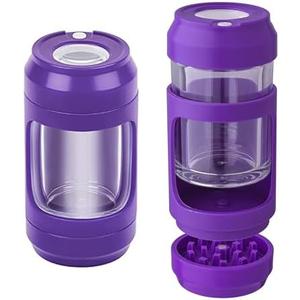OYKOSE Herb Grinder Storage Jar with 8x Magnifying Lid, Light-Up Viewing, Fresh Keeping, and Portable Grinding (Purple)