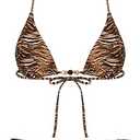 Women's 2 Pieces Zebra Striped Bikini Set Halter Triangle Swimsuit Y2K Tie Side Bathing Suit M