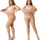 MANZI Women's 2 Pairs Control Top Pantyhose High Waist Plus Size Tights Ultra-Soft (3X-Large)