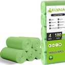4 Gallon Biodegradable Bag, 180 Unscented Bathroom & Kitchen Garbage Bags - Tear & Leak Resistant, Green