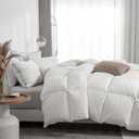 APSMILE Oversized King Feathers Down Comforter - Ultra Soft All Seasons 100% Organic Cotton Duvet Insert Medium Warm Quilted Bed Comforter with Corner Tabs (120x98, White)