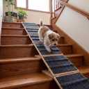 Cinnvoice 6 Packs Adjustable Dog Ramp for Stairs with Anti-Slip Bump, Foldable Wood Dog Ramp with Non-Slip Carpet Surface, for Small to Medium Dogs Cat Pet Ramps Step for Injured Older Pet