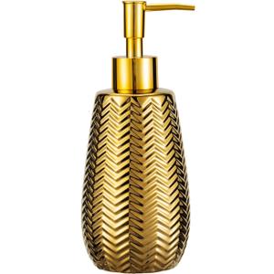 Gold Soap Dispenser,Wavy Design Ceramic Lotion Soap Dispenser for Bathroom, Kitchen, Hand Soap, Dish Soap, Bathroom Countertop