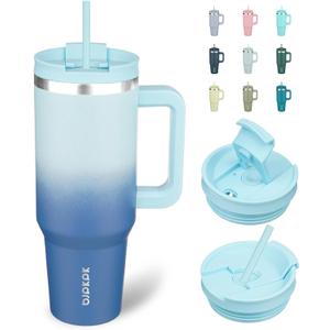BJPKPK Tumbler With Handle 40 oz Stainless Steel Insulated Tumbler With Lid And Straw For Water Or Ice Coffee,Sky