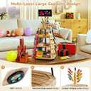 Chip Rack Display Stand for Party, 360 Wooden 4-Tier Snack Organizer, Candy Display Rack Holder, Lollipop Holder with DIY Handwritten Chalkboard for Party, Countertop, Concession Stand, and Pantry