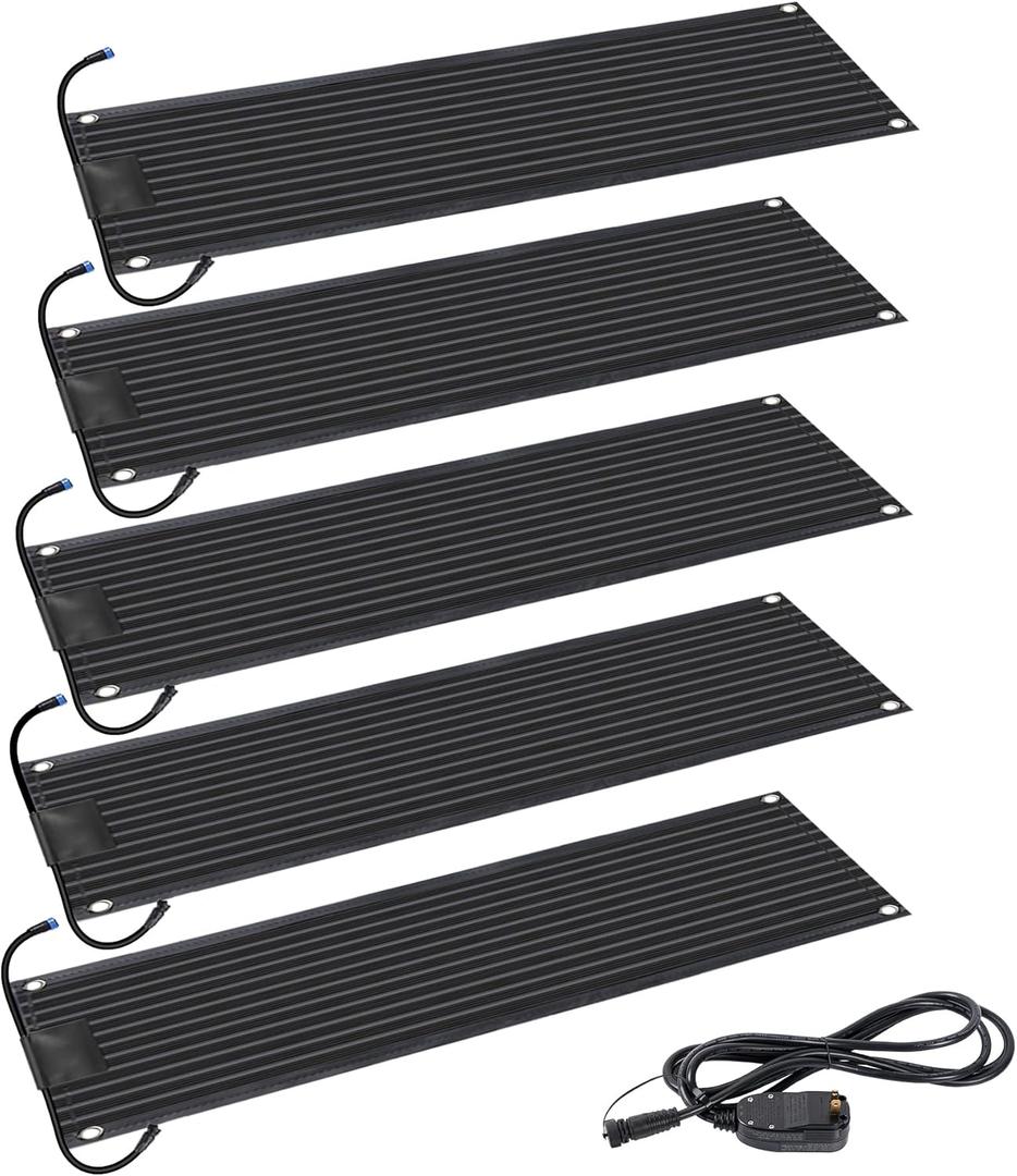 Snow Melting Mats Outdoor 10 x 30 inch - 5 Pack, Non-Slip Heated Outdoor Mats 85W 120V, Heated Driveway Mats with UL and ETL Certificate Power Cord, Suitable for Most Entryways