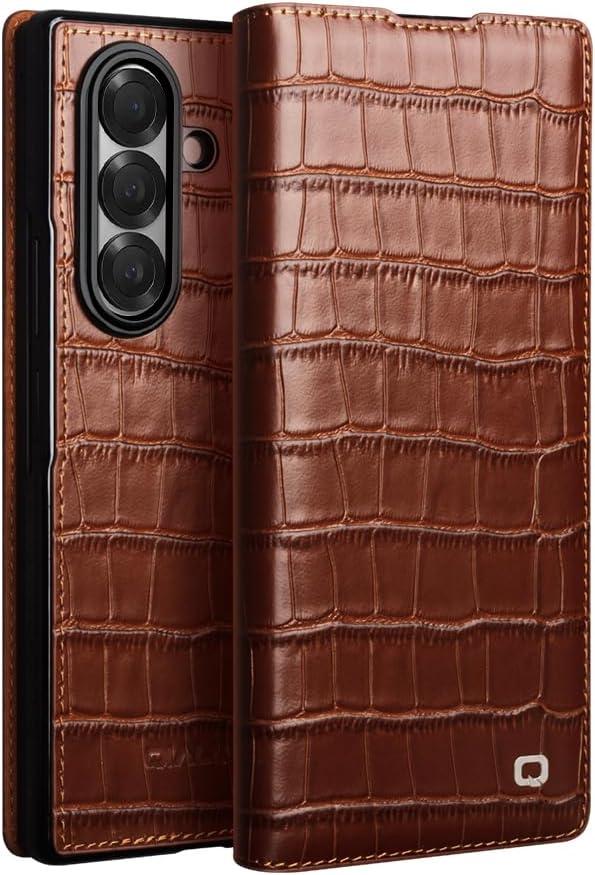 Genuine Leather Case for Samsung Galaxy Z Fold 7 5G Premium Cowhide Slim Sleeve Business Luxury Wallet Flip Cover for Samsung Z Fold 7 CaseBrown