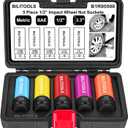 BILITOOLS 1/2 inch Drive Impact Lug Nut Socket Set, Metric 17-19 - 21 mm & SAE 13/16-7/8 inch Non-Marring Thin Wall Wheel Nut Socket